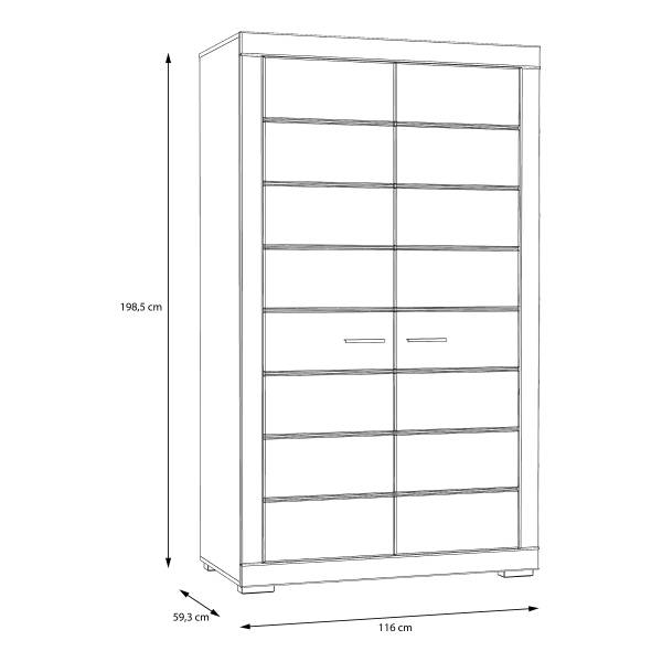 Kledingkast Tanaza wit - Breedte: 116 cm