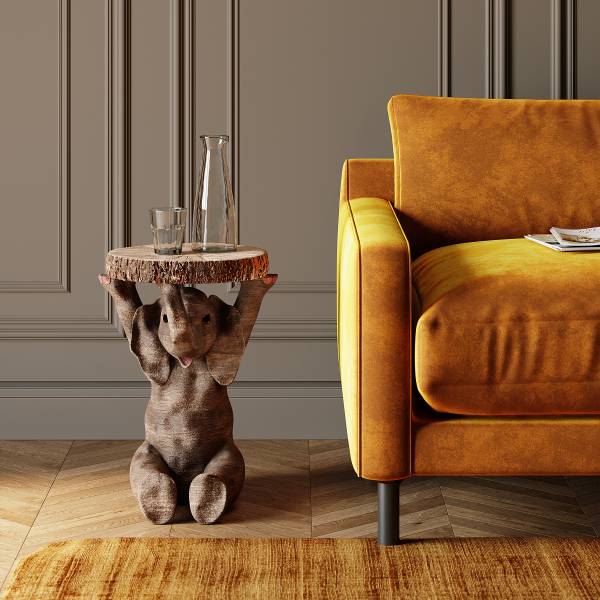 Tavolino Animal - Elefante Beige / Grigio