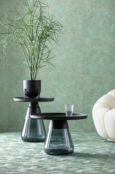 Beistelltisch Bottiglia - 60 cm Metall / Glas - Schwarz / Grau