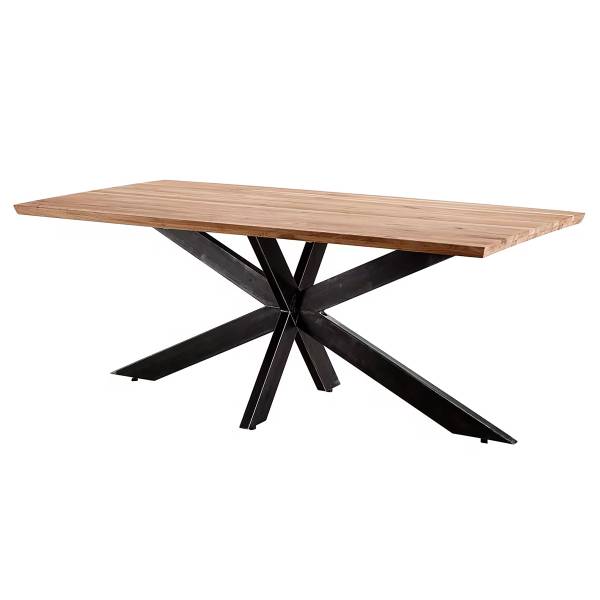 Esstisch BUSARA mit Massivholzplatte Eiche massiv / Stahl