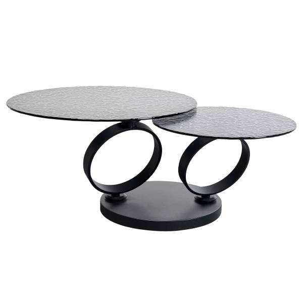 Couchtisch Beverly Glas / Metall - Grau / Schwarz