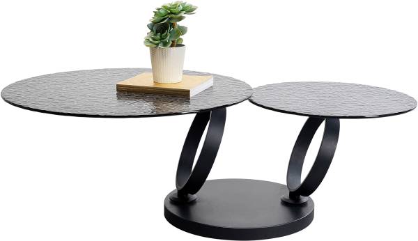 Couchtisch Beverly Glas / Metall - Grau / Schwarz