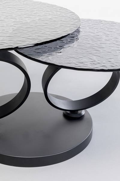 Couchtisch Beverly Glas / Metall - Grau / Schwarz