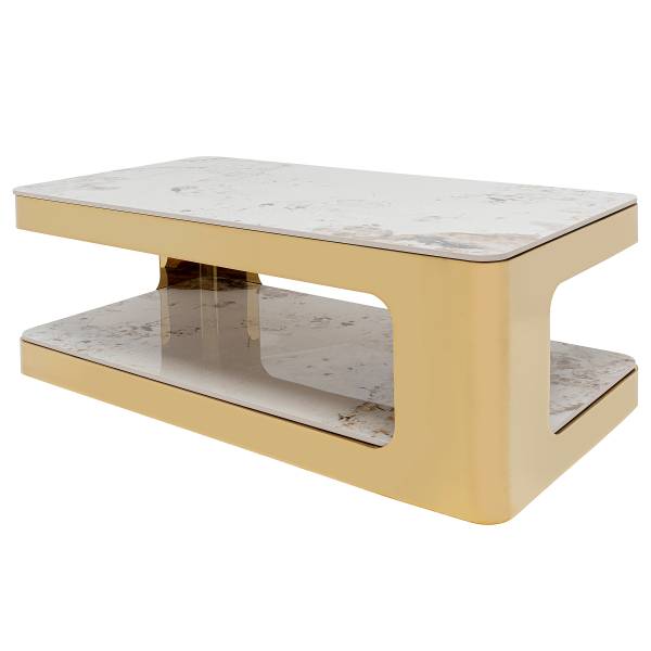 Couchtisch Nube Keramik / Metall - Marmor Weiß Dekor / Gold