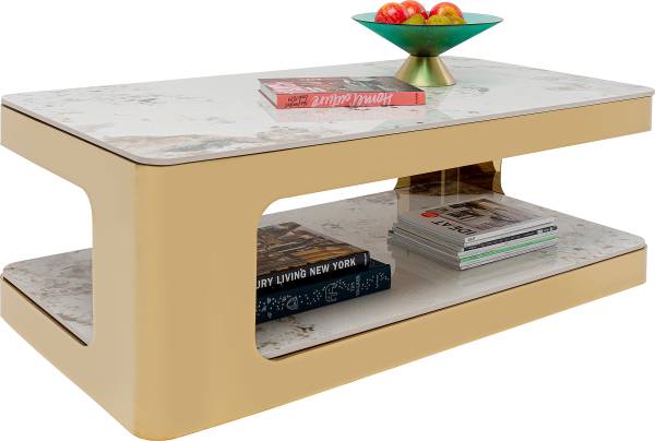 Couchtisch Nube Keramik / Metall - Marmor Weiß Dekor / Gold