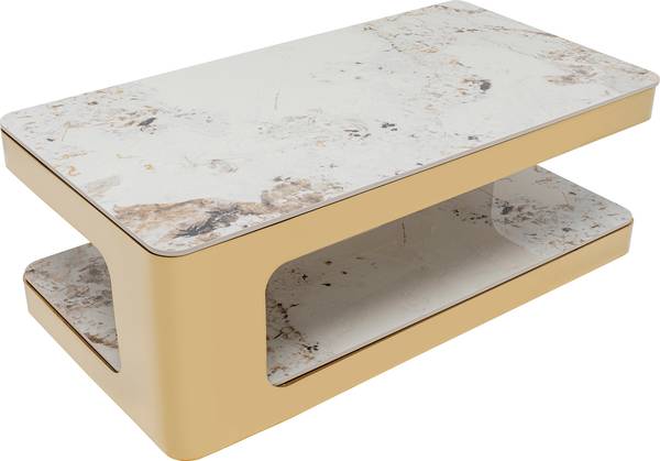 Couchtisch Nube Keramik / Metall - Marmor Weiß Dekor / Gold