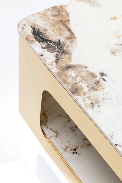 Couchtisch Nube Keramik / Metall - Marmor Weiß Dekor / Gold