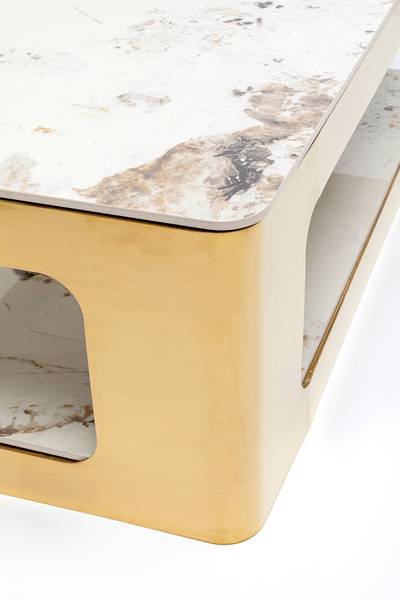 Couchtisch Nube Keramik / Metall - Marmor Weiß Dekor / Gold