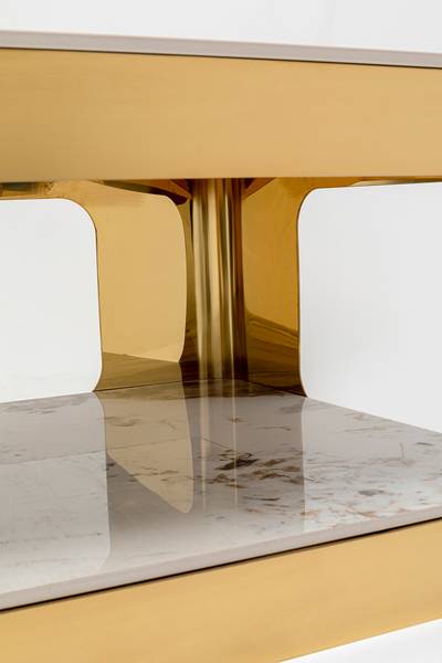 Couchtisch Nube Keramik / Metall - Marmor Weiß Dekor / Gold