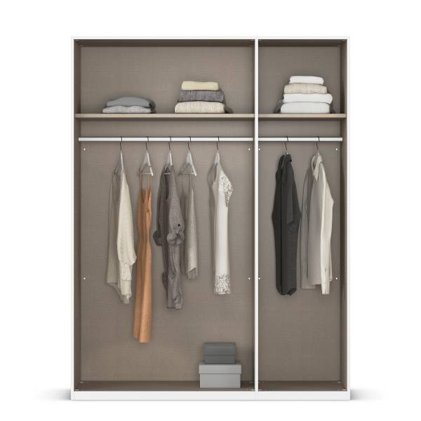 Armoire à portes battantes Quadra Gris métallisé - Largeur : 136 cm