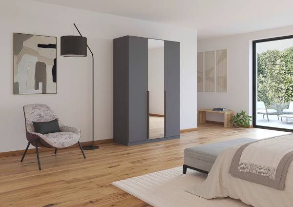 Armoire à portes battantes Quadra miroir Largeur : 136 cm