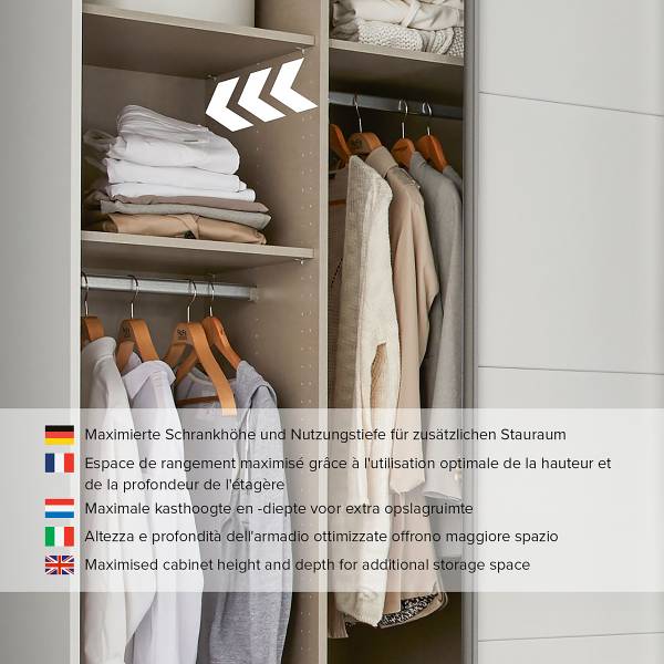 Armoire à portes battantes Quadra miroir Largeur : 136 cm