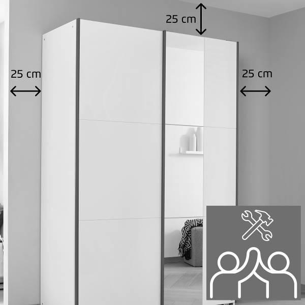 Armoire à portes battantes Quadra miroir Largeur : 136 cm