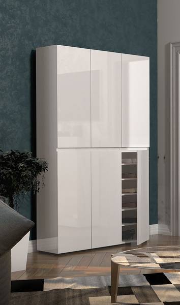 Schuhschrank Dachan Hochglanz Weiß - Breite: 120 cm