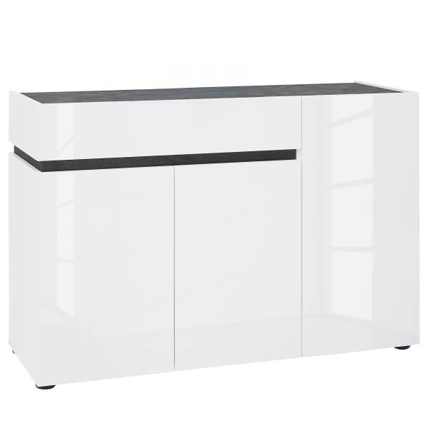 Comò Fleres Bianco lucido / effetto pietra