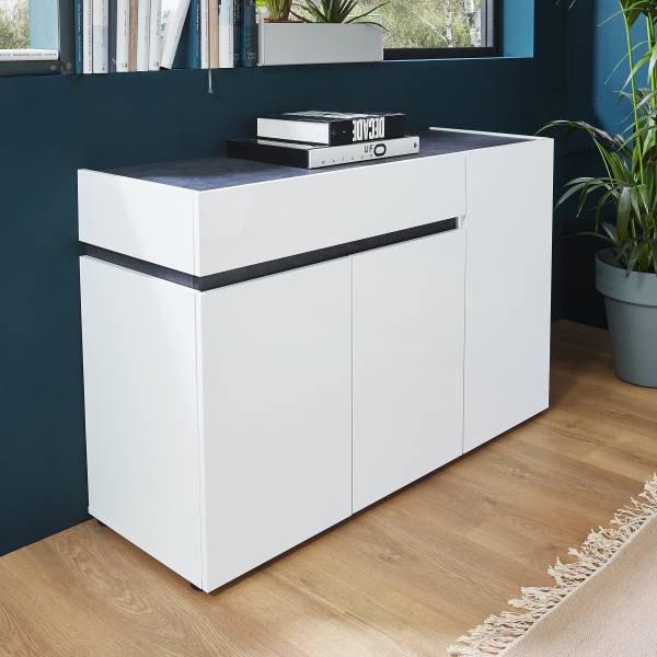 Comò Fleres Bianco lucido / effetto pietra