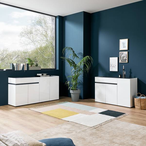 Comò Fleres Bianco lucido / effetto pietra