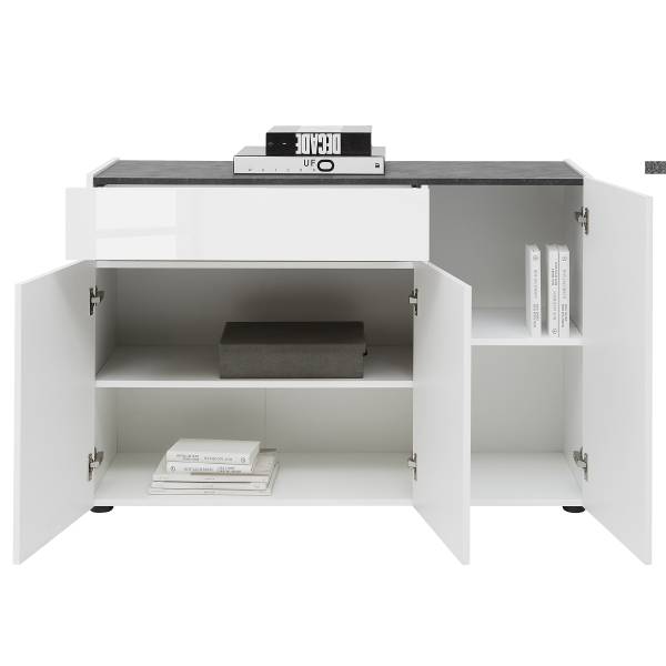 Comò Fleres Bianco lucido / effetto pietra