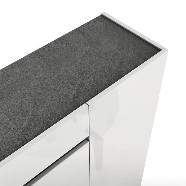 Comò Fleres Bianco lucido / effetto pietra