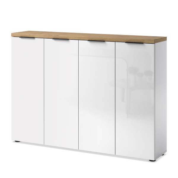 Mobile scarpiera Tiroua Bianco lucido - Larghezza: 160 cm