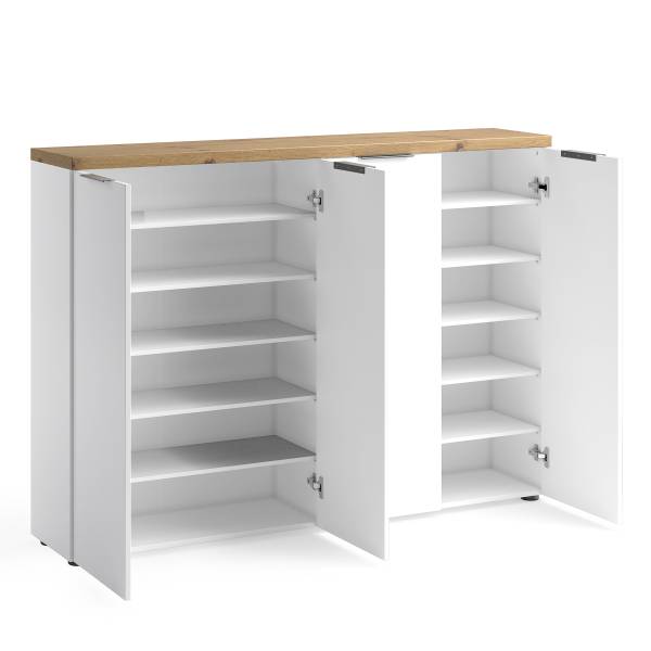 Mobile scarpiera Tiroua Bianco lucido - Larghezza: 160 cm