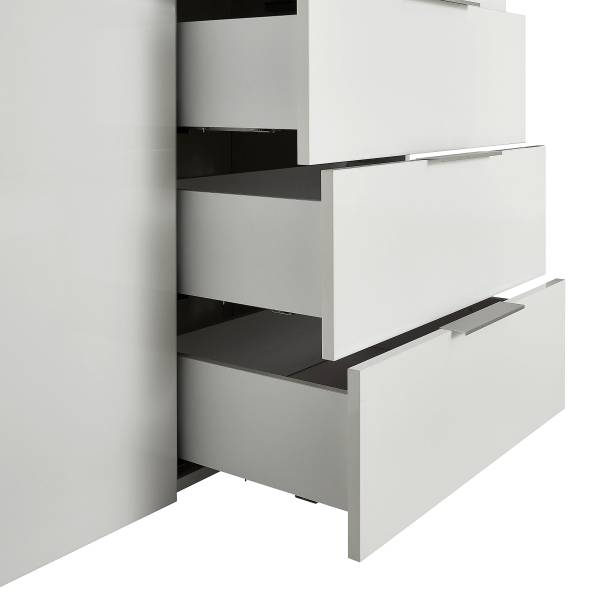 Kommode Tiroua mit 1 Tür Hochglanz Weiß / Eiche Dekor