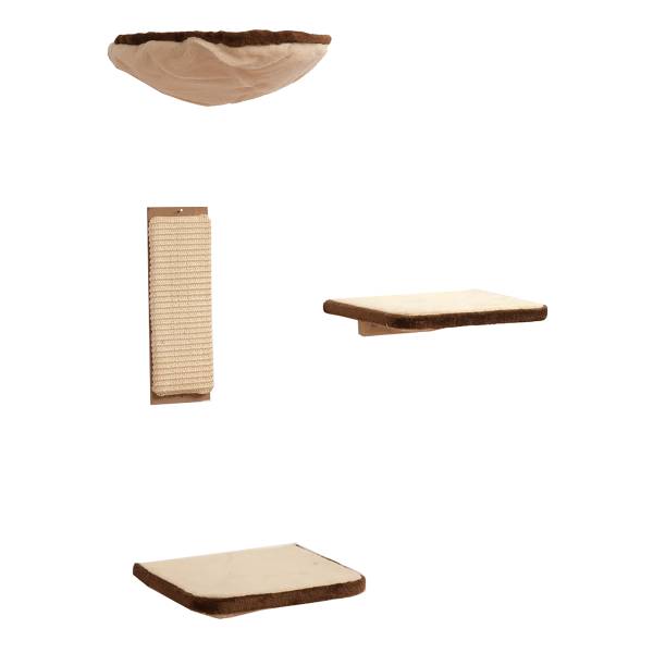 Set di 4 pezzi da parete per gatti Kira poliestere - Beige
