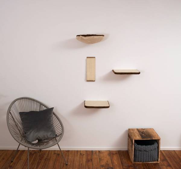 Set di 4 pezzi da parete per gatti Kira poliestere - Beige