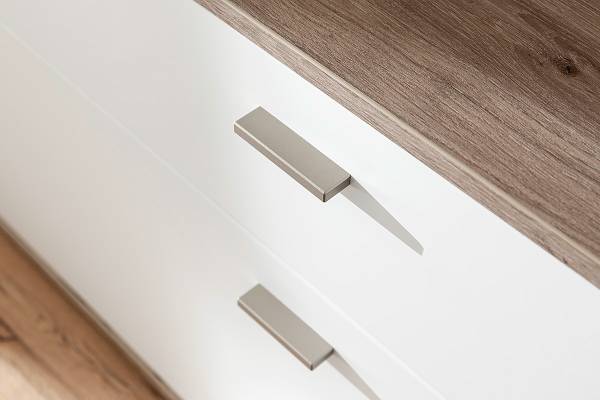 Wohnwand Ghorta 3-teilig - Vitrine Weiß / Eiche Viking Dekor