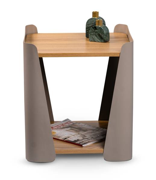 Tavolino da salotto quadrato Sinbuk Effetto rovere Artisan / Tortora