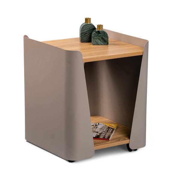 Tavolino da salotto quadrato Sinbuk Effetto rovere Artisan / Tortora