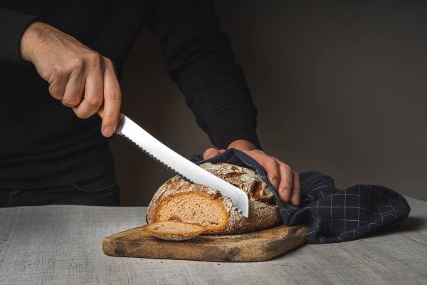 Brotmesser Rheim Edelstahl / Massiholz Kirsche - Silber / Braun