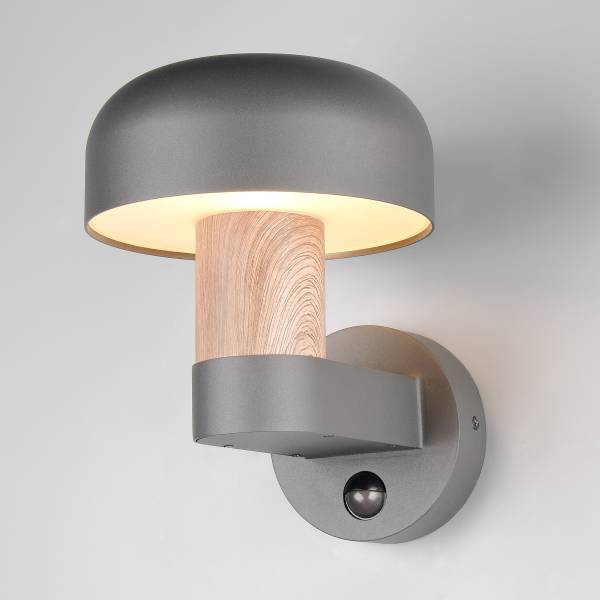 Außenwandleuchte Fraser mit Sensor Aluminium - 1-flammig - Dunkelgrau / Beige