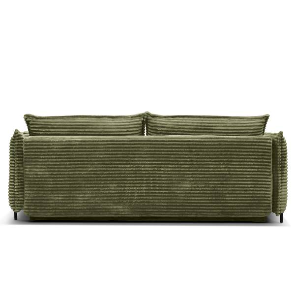 Divano letto VADO con contenitore Velluto a coste Tila: verde muschio