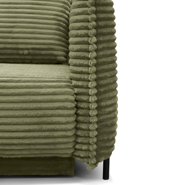 Divano letto VADO con contenitore Velluto a coste Tila: verde muschio