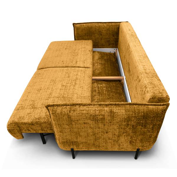 Schlafsofa VADO mit Bettkasten Chenille Cristy: Ocker