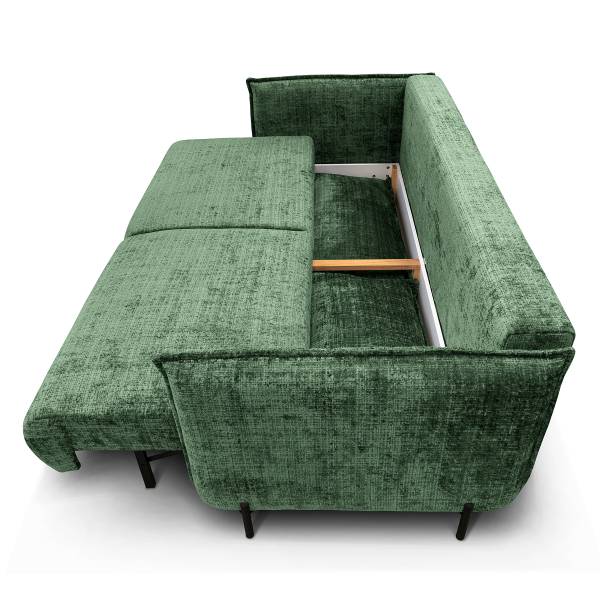 Schlafsofa VADO mit Bettkasten Chenille Cristy: Smaragdgrün