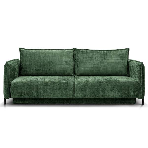 Schlafsofa VADO mit Bettkasten Chenille Cristy: Smaragdgrün