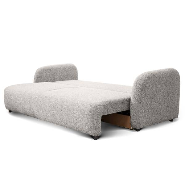 Divano letto NUNIA con contenitore Tessuto Bouclé Loira: grigio cenere