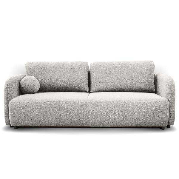 Divano letto NUNIA con contenitore Tessuto Bouclé Loira: grigio cenere
