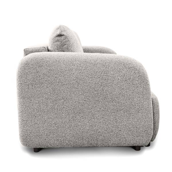 Divano letto NUNIA con contenitore Tessuto Bouclé Loira: grigio cenere