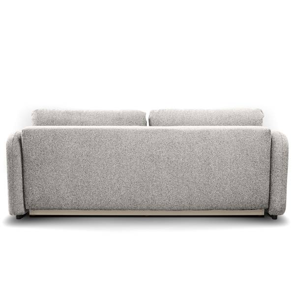 Divano letto NUNIA con contenitore Tessuto Bouclé Loira: grigio cenere