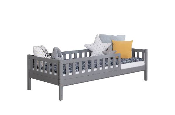 Massives Hausbett Lou Kiefer Grau - 90 x 200cm - Mit Lattenrost