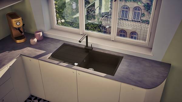 Granitspüle Austin 100 x 50 cm Schwarz