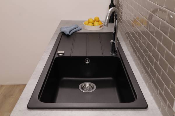 Granitspüle Austin 100 x 50 cm Schwarz