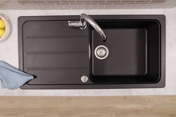 Granitspüle Austin 100 x 50 cm Schwarz