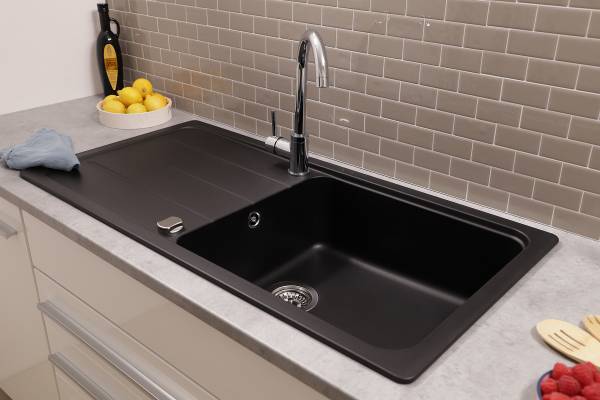 Granitspüle Austin 100 x 50 cm Schwarz