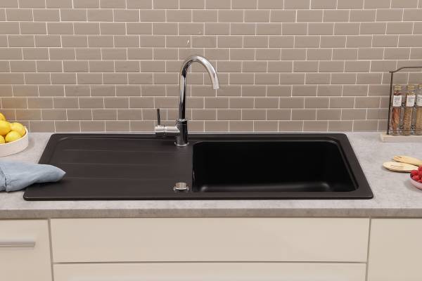 Granitspüle Austin 100 x 50 cm Schwarz