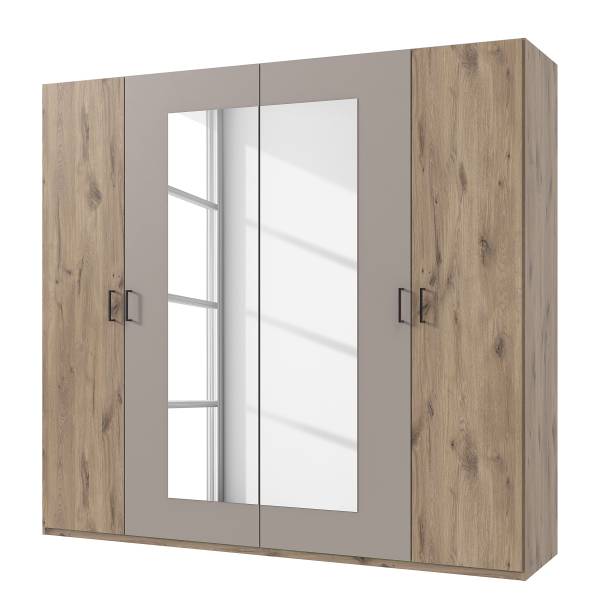 Drehtürenschrank Belgrad Typ B Eiche Viking Dekor / Saharagrau