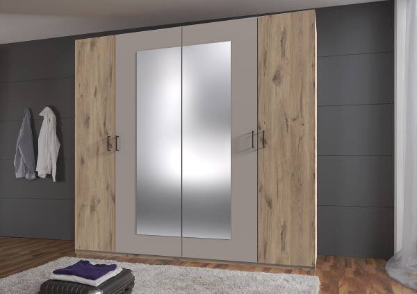 Drehtürenschrank Belgrad Typ B Eiche Viking Dekor / Saharagrau